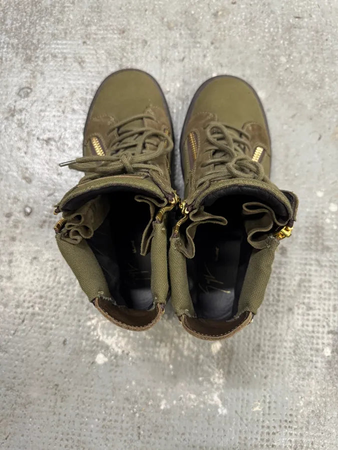 Zanotti Olive Green Kriss High Zip Shoes CpYZtib 7