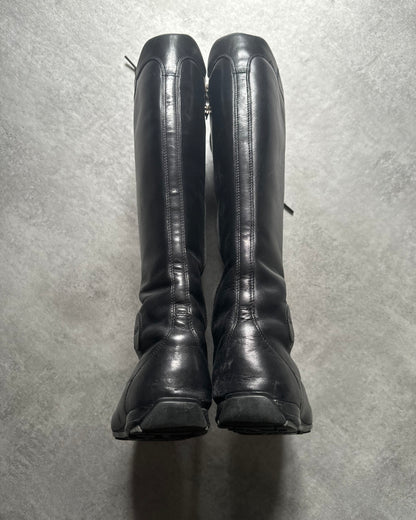 2000s Prada Moto Black Ankle Leather Boots (38,5) - 6