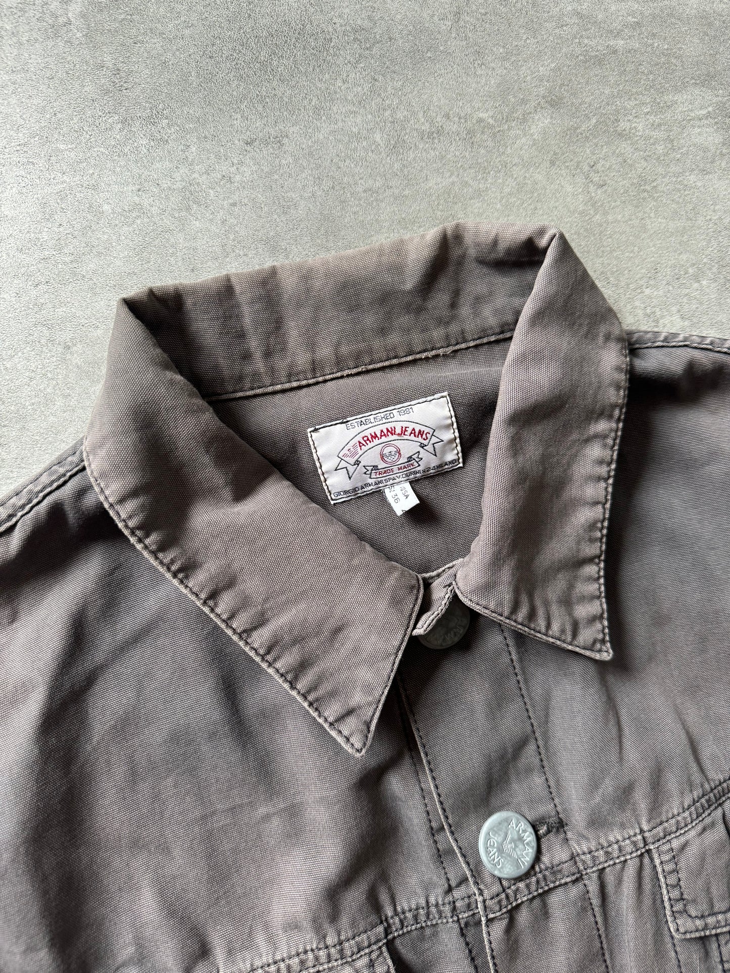 1990s Armani Grey Light Trucker Jacket  (M) - 6