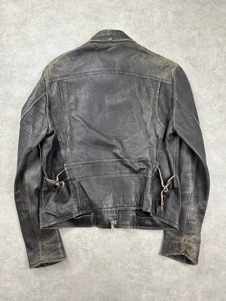AW2005 Cavalli Dark Grey Eroded Biker Leather Jacket zbscpaMs 4
