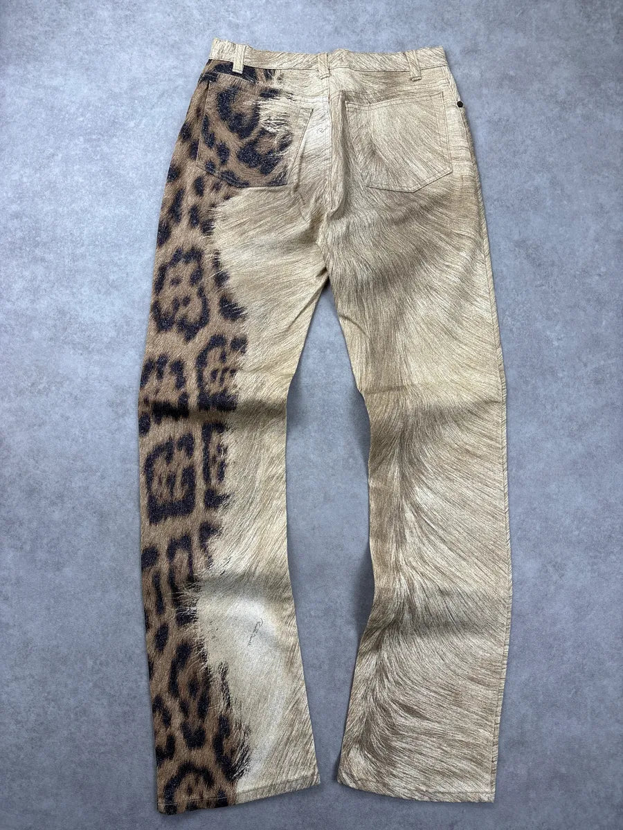 2000s Roberto Cavalli Gold Beige Metallic Leopard Pants zclqTpcE 4