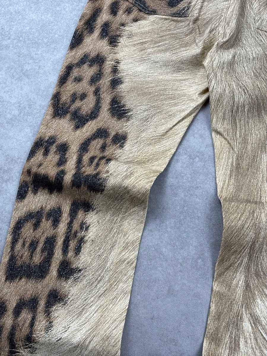 2000s Roberto Cavalli Gold Beige Metallic Leopard Pants zclqTpcE 8