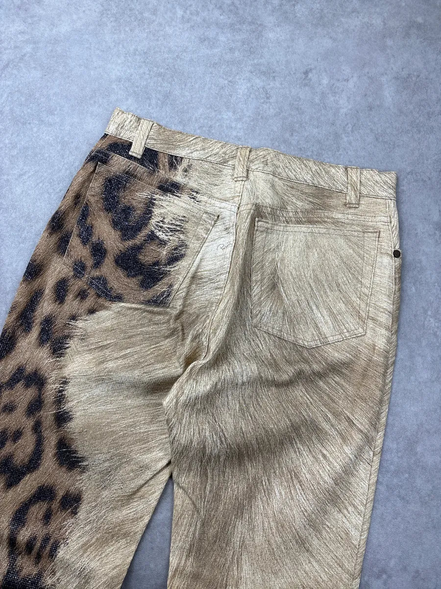2000s Roberto Cavalli Gold Beige Metallic Leopard Pants zclqTpcE 9