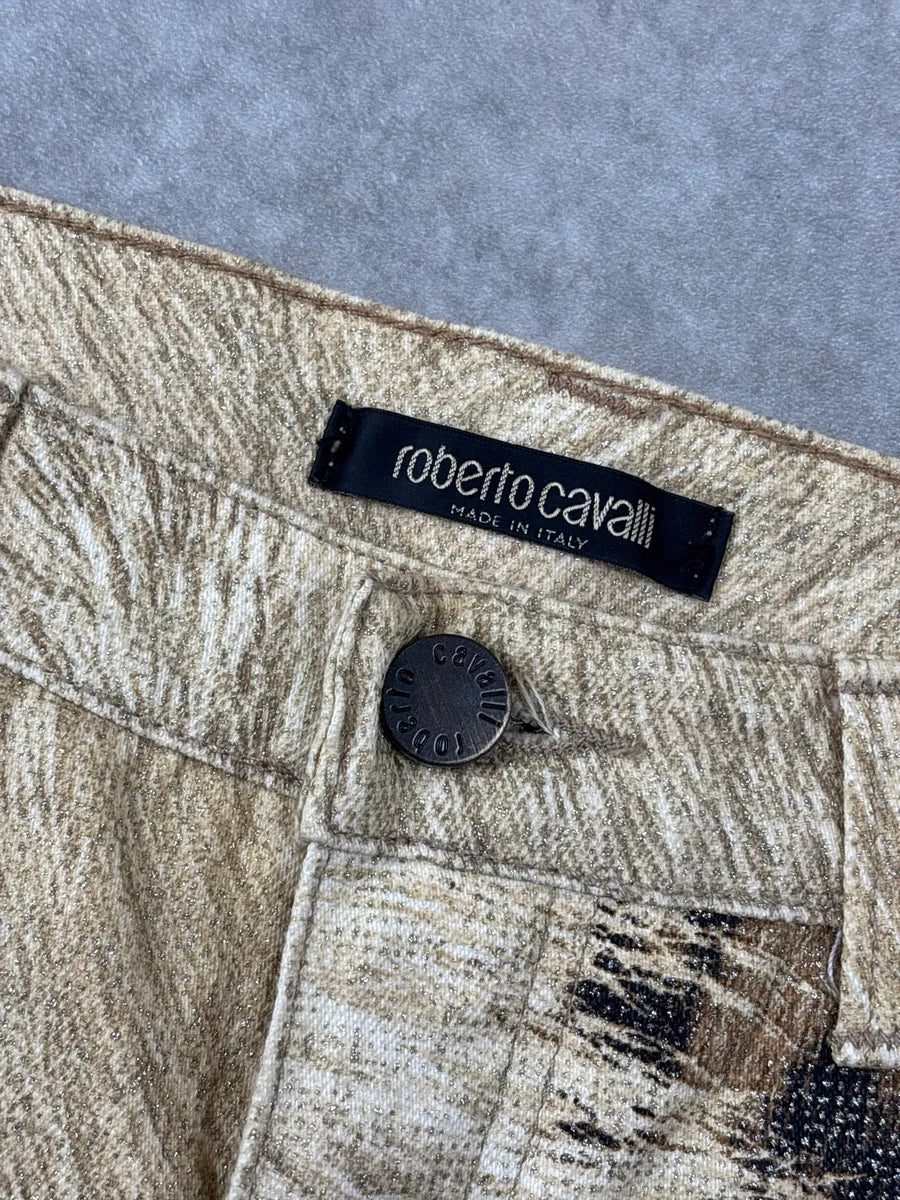2000s Roberto Cavalli Gold Beige Metallic Leopard Pants zclqTpcE 11