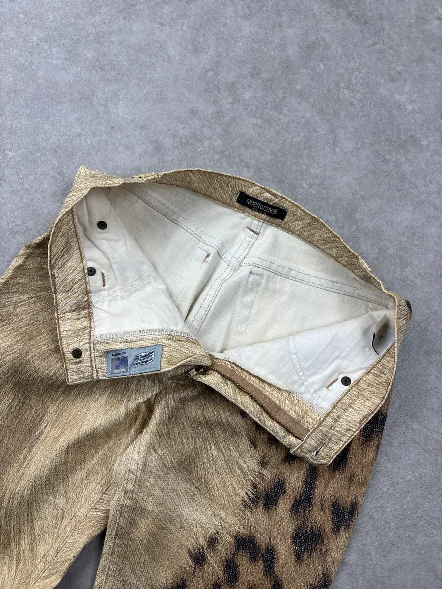 2000s Roberto Cavalli Gold Beige Metallic Leopard Pants zclqTpcE 12