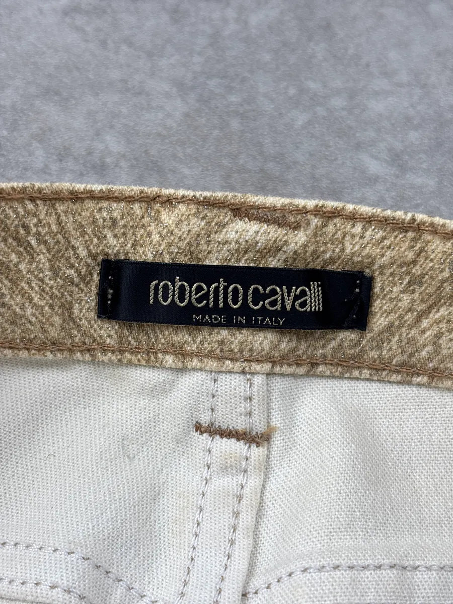 2000s Roberto Cavalli Gold Beige Metallic Leopard Pants zclqTpcE 13