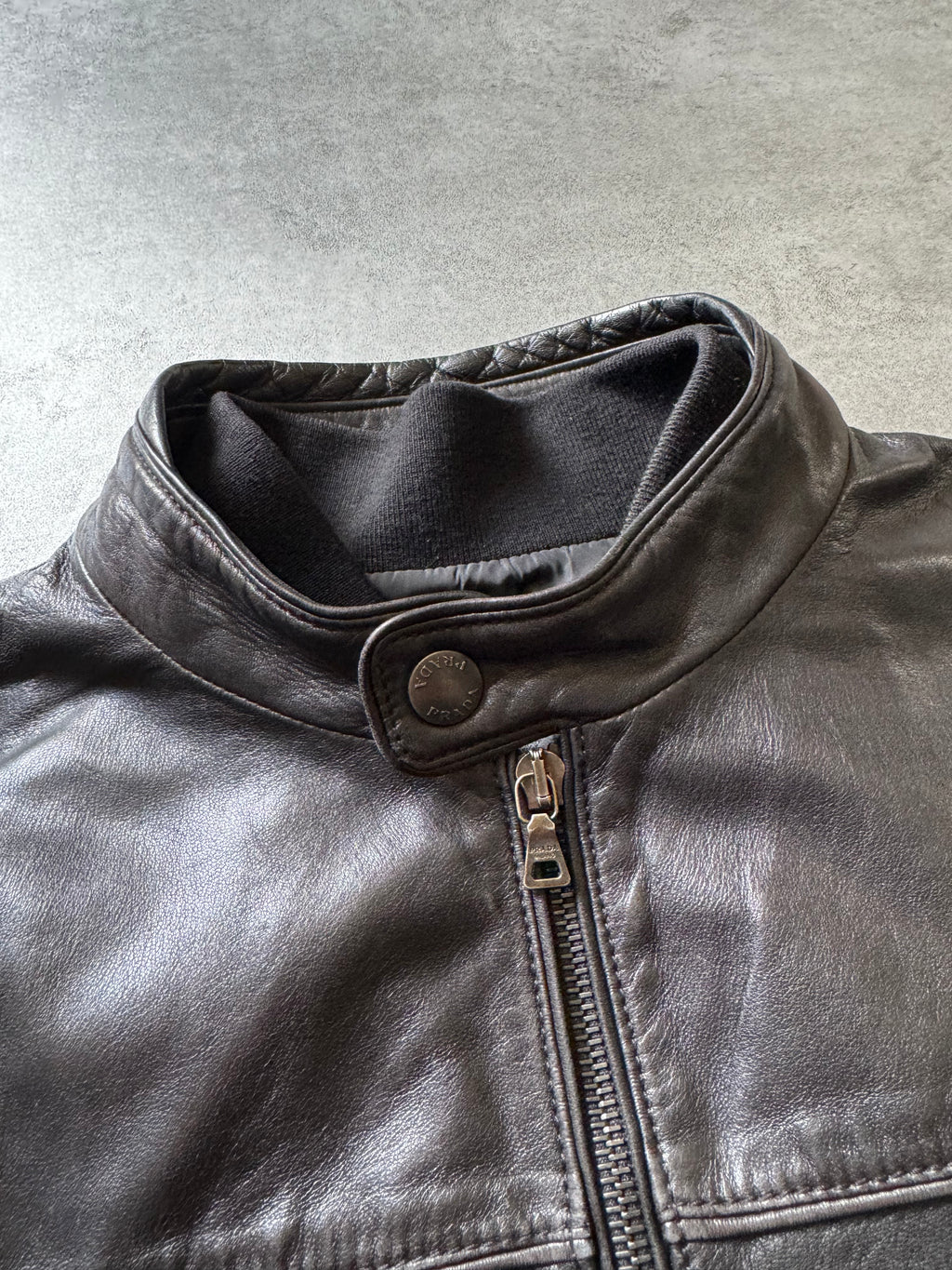 FW2008 Prada Premium Biker Black Leather Jacket (M) - 9