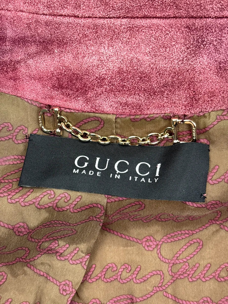 2000s Gucci Deep Raspberry Suede Utility Belted Leather Jacket zhEokEsL 11