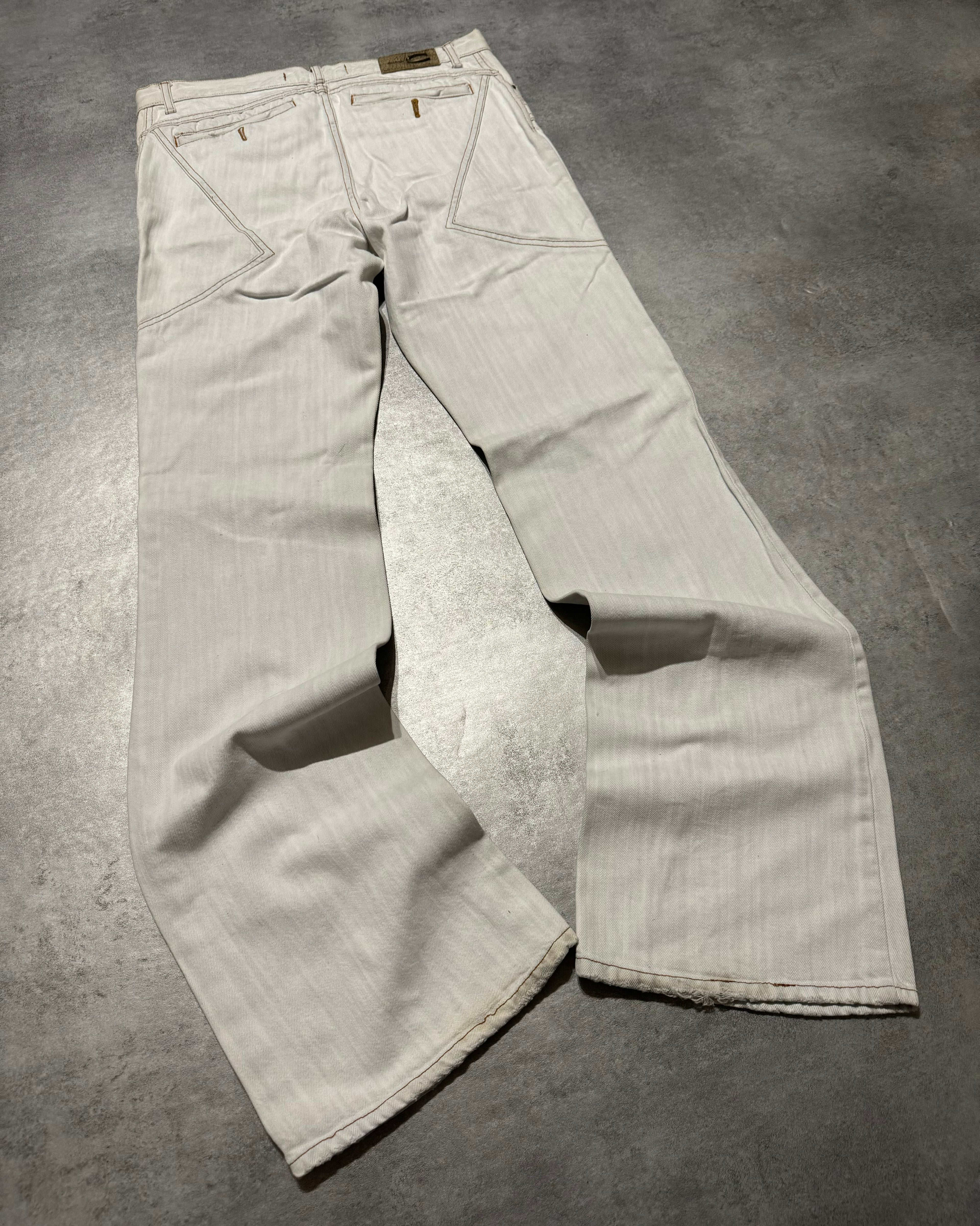 SS2004 Cavalli Geometrical Relaxed Triple White Pants (M) - 5