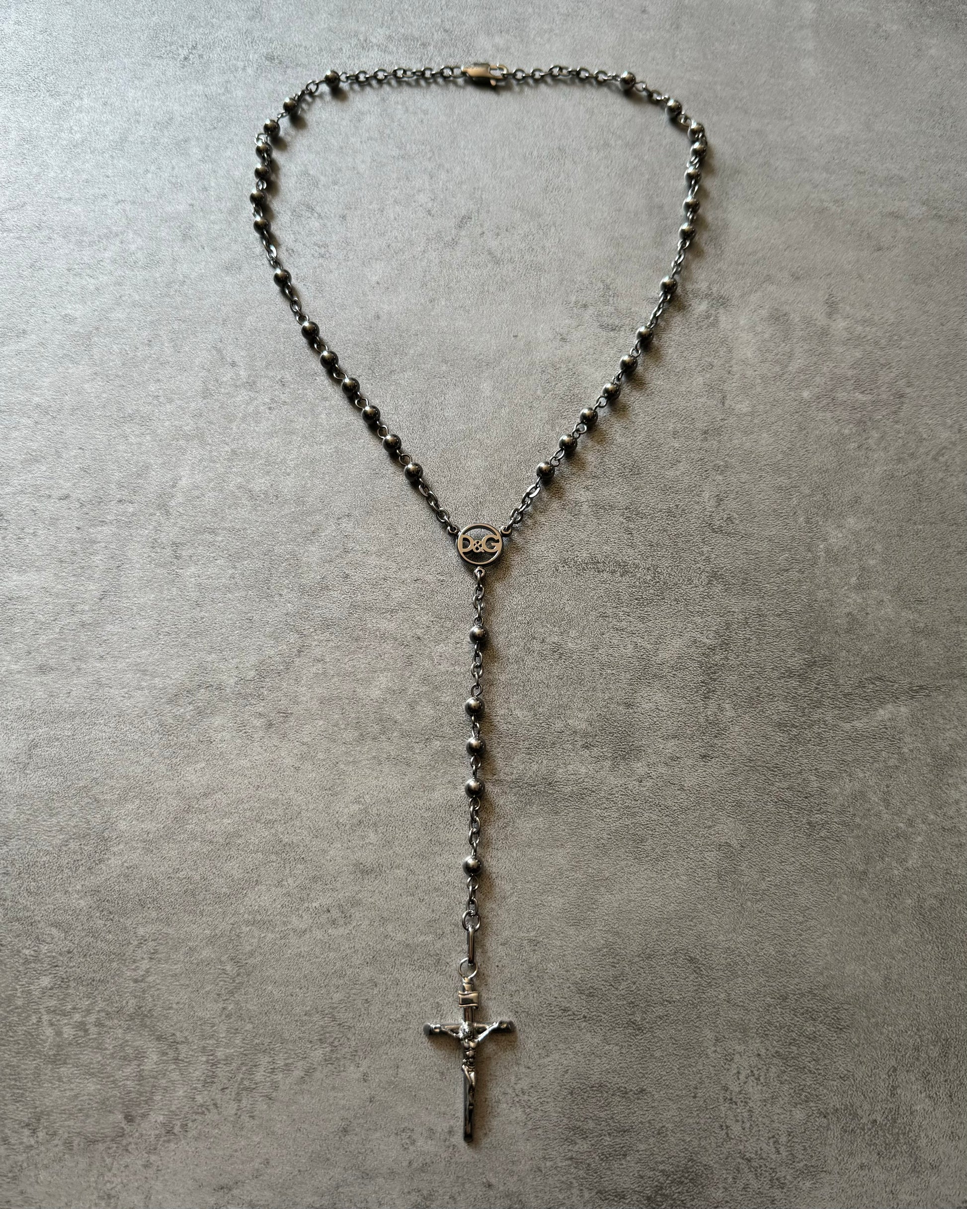 Dolce Gabbana Silver Rosary Necklace OS Dolce Vita Hub