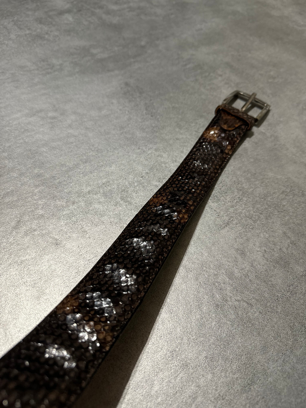 Artisanal Italian Bronze Python Leather Milanese Belt (OS) - 6