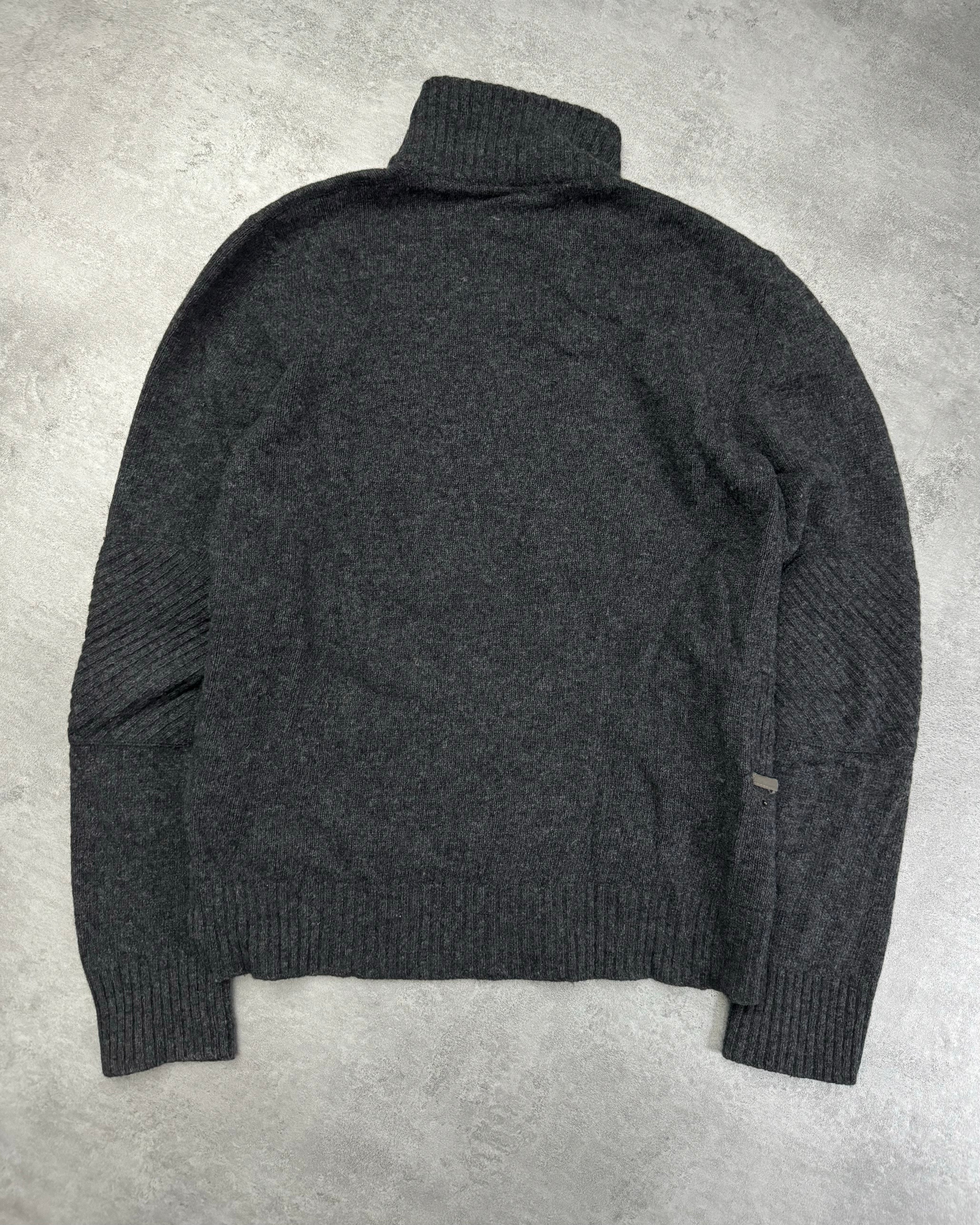 2000s Dolce & Gabbana Asymmetrical Grey Wool Zip-up (M) - 3