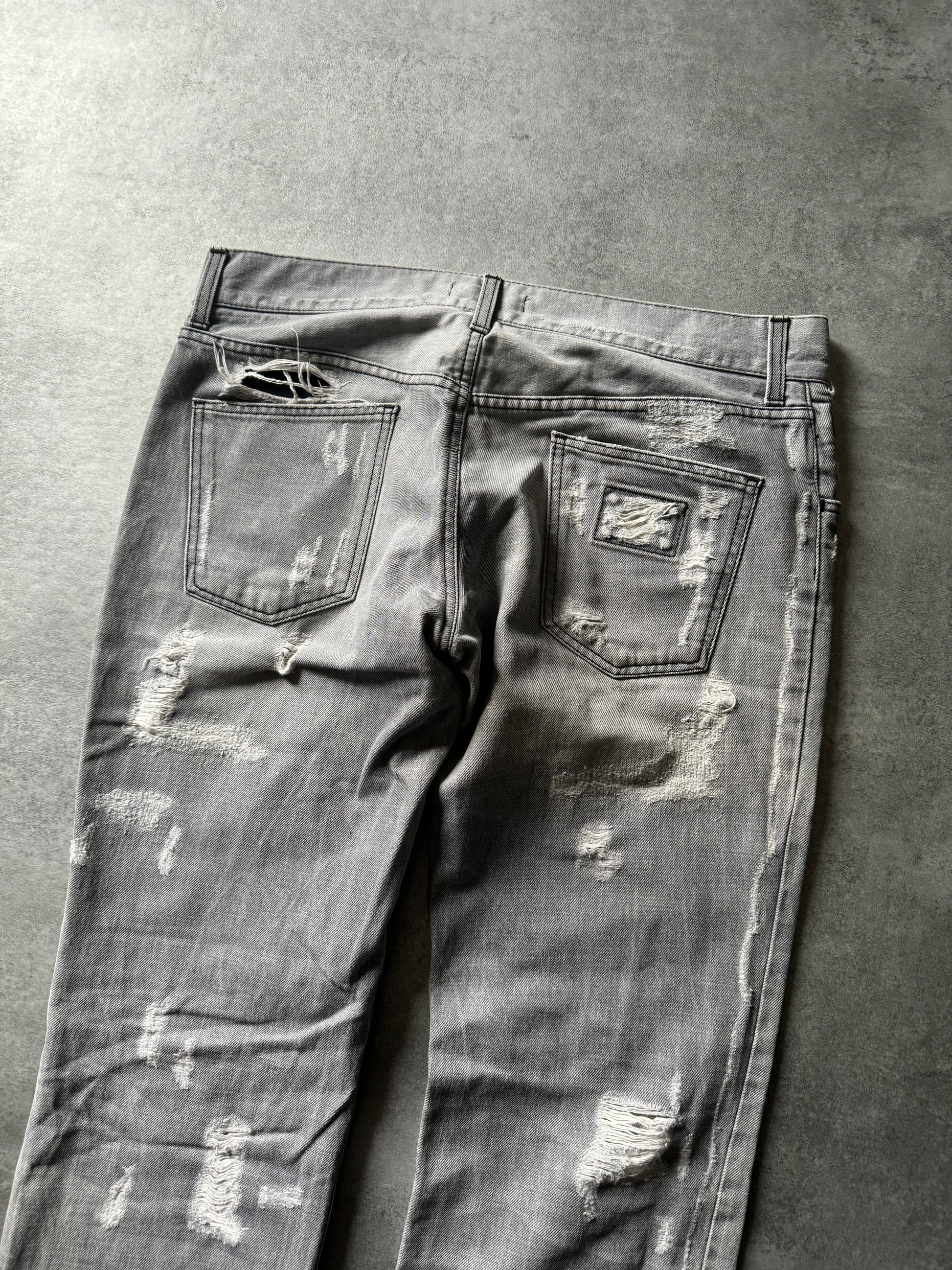 2000s Dolce & Gabbana Distressed Relaxed Grey Denim Jeans (L) - 4