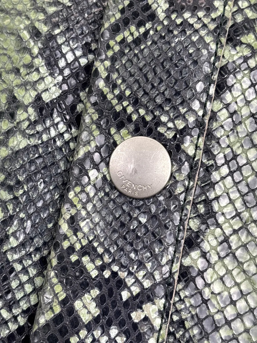 Givenchy Green Leather Python Embossed Trucker Leather Jacket zuxbrpmD 8