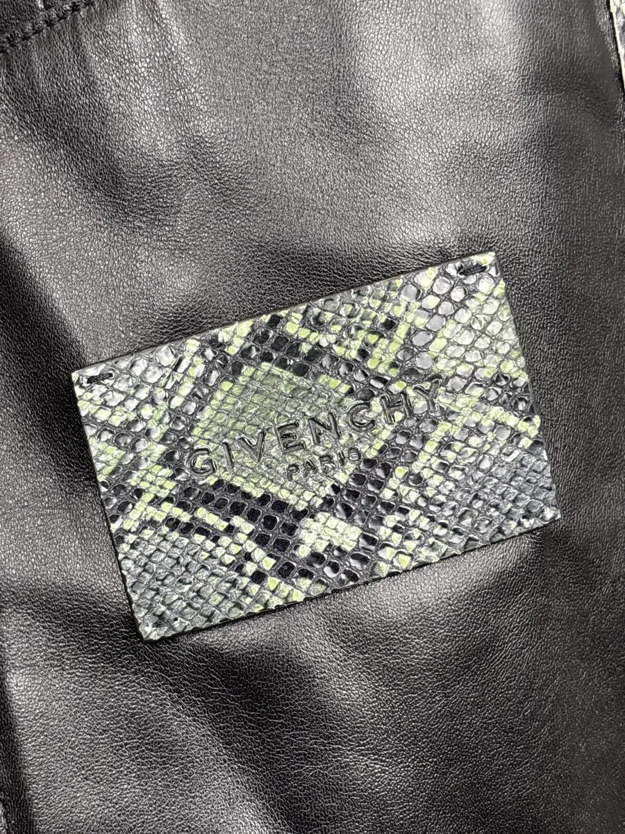 Givenchy Green Leather Python Embossed Trucker Leather Jacket zuxbrpmD 11