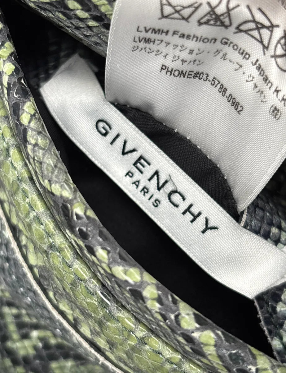 Givenchy Green Leather Python Embossed Trucker Leather Jacket zuxbrpmD 12
