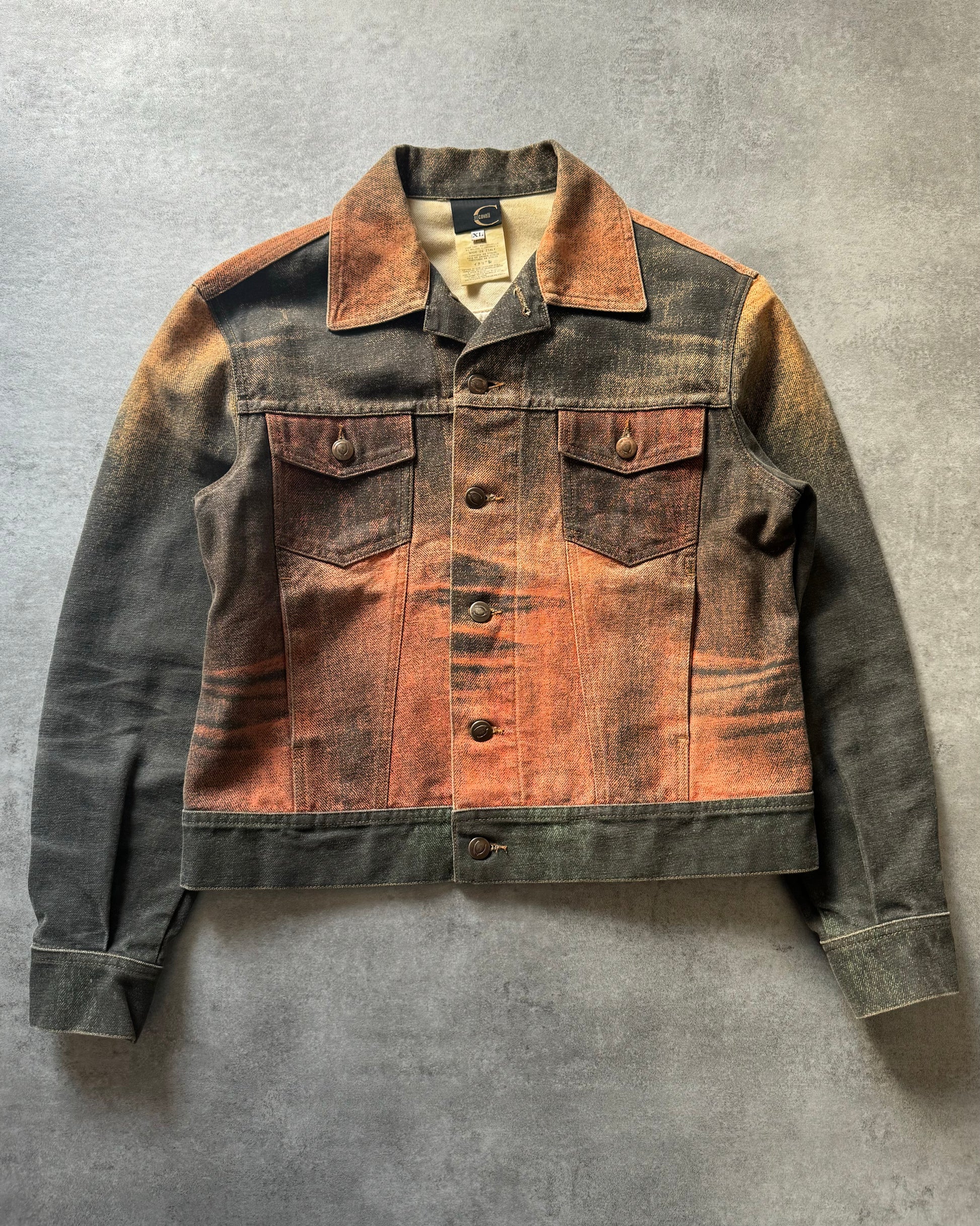 SS2004 Cavalli Orange Hysteric Denim Jacket (S) - 1