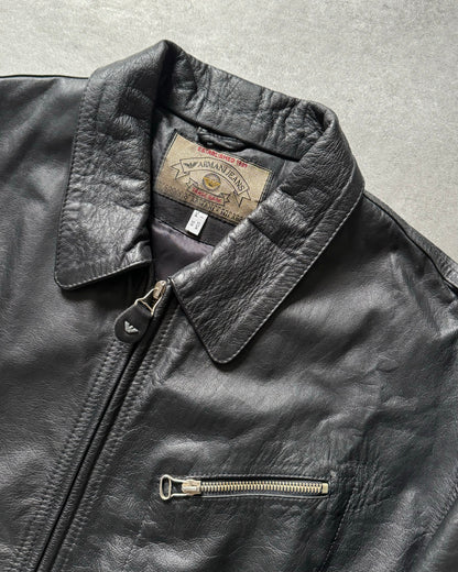 1990s Armani Pragmatic Black Leather Jacket  (L) - 7