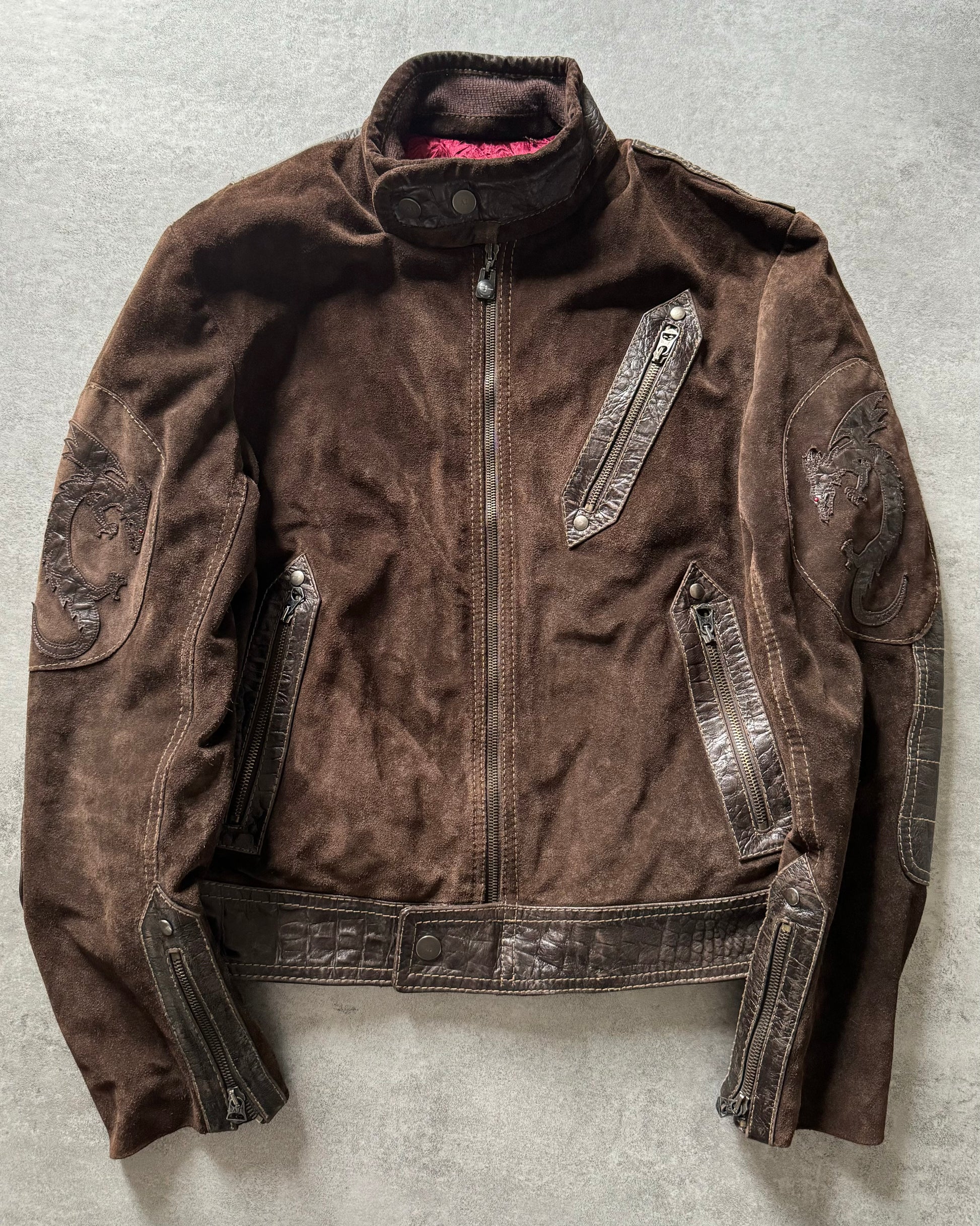 FW1998 Armani Dragon Hide Leather Skin Jacket (S) - 2