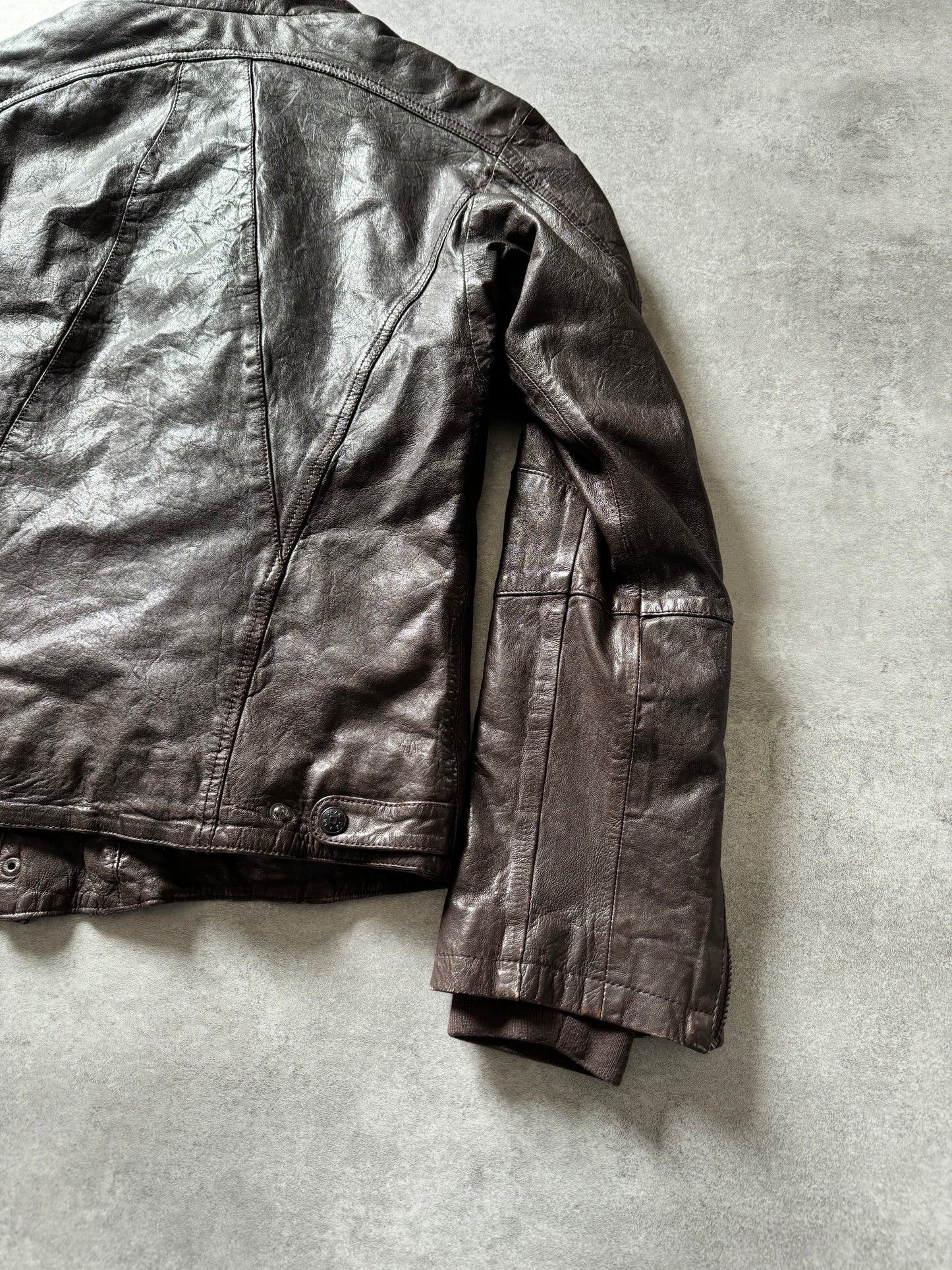 1990s Marithé + François Girbaud Brown Excellence Biker Jacket (M) - 7