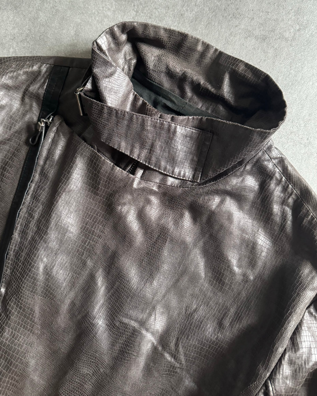 AW2008 Emporio Armani Cracked Asymmetrical Brown Jacket  (M) - 9