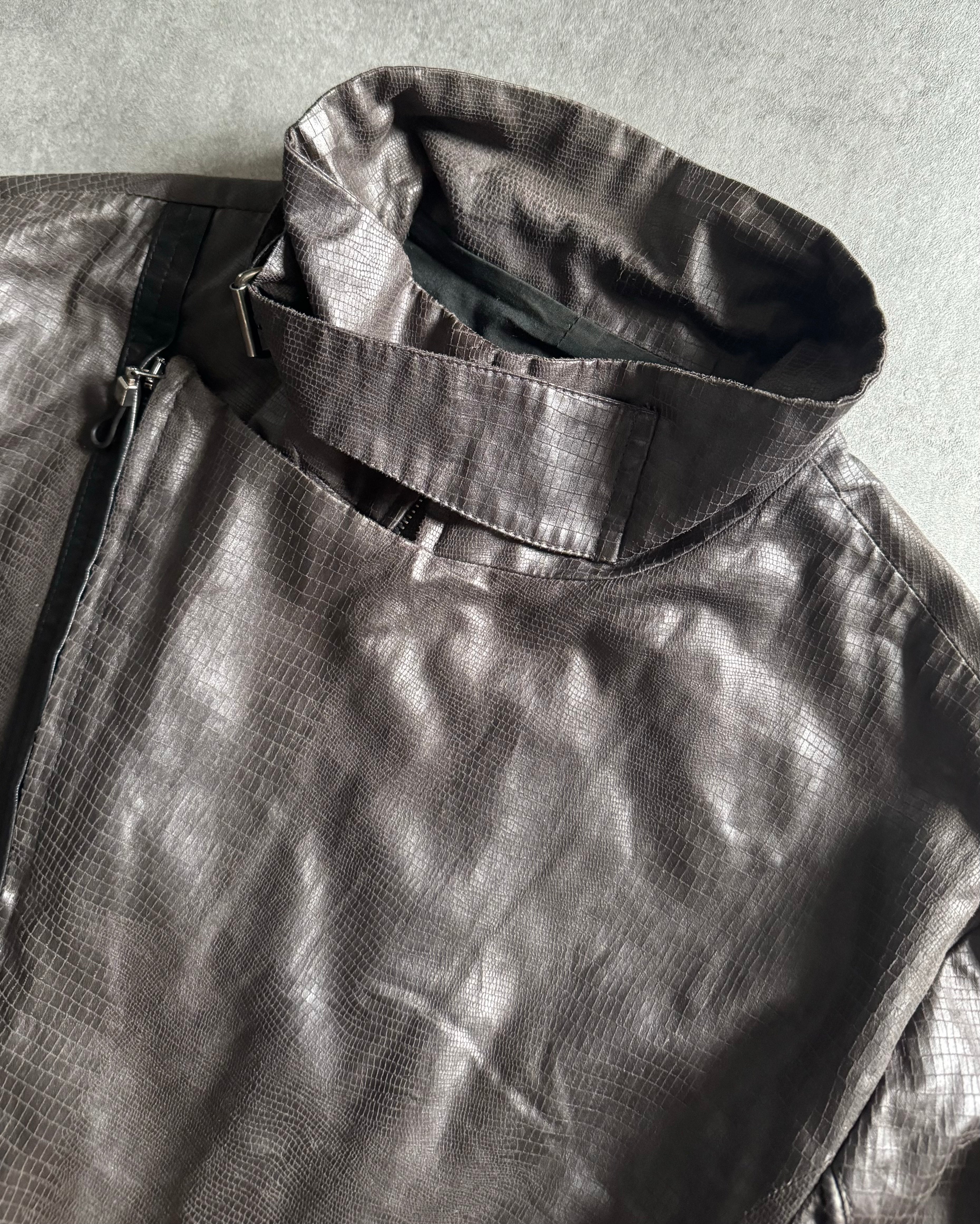 AW2008 Emporio Armani Cracked Asymmetrical Brown Jacket  (M) - 9