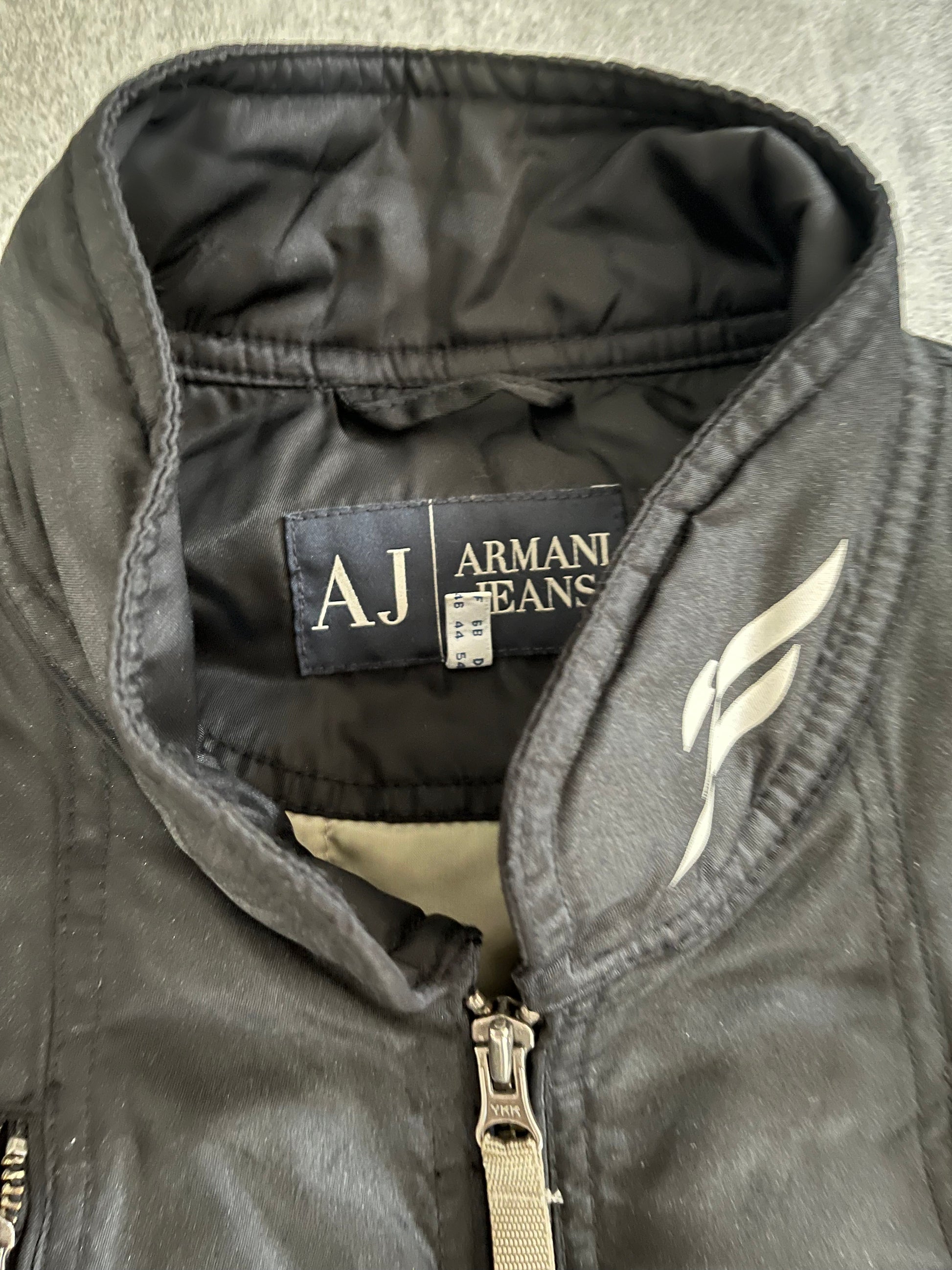 Armani Black Washed Drift Bomber Jacket (M) - 6