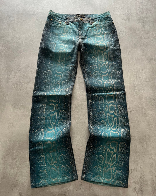 AW1999 Roberto Cavalli Blue Python Skin Legend Pants (M) - 1