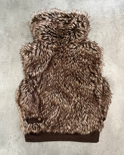 Underground Brown Faux Fur Sleeveless Jacket (XS) - 3