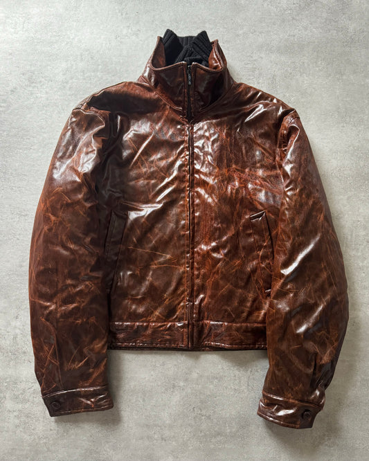 2000s Moschino Enigmatic Brown Eroded Bomber Jacket (M) - 1