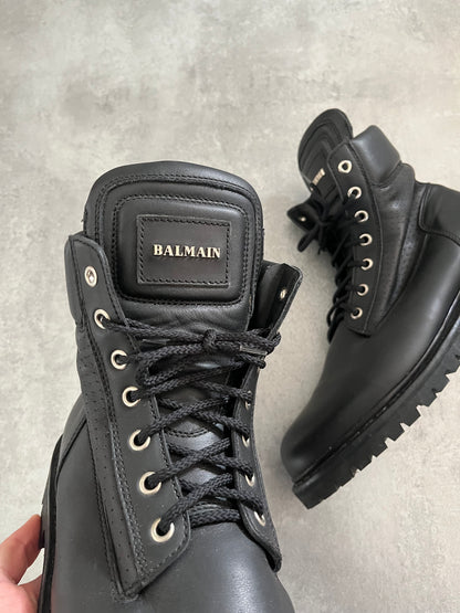 Balmain Black Premium Leather Boots (44) - 6