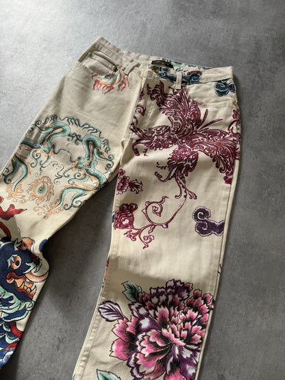 SS2003 Roberto Cavalli Asian Dragon Chemistry Pants (S) - 8