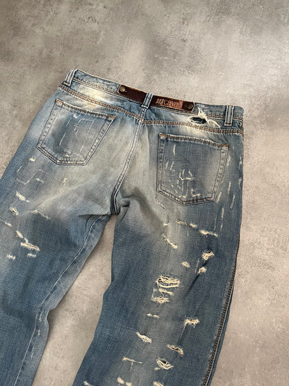 SS2008 Cavalli Distressed Blue Jeans  (L) - 4