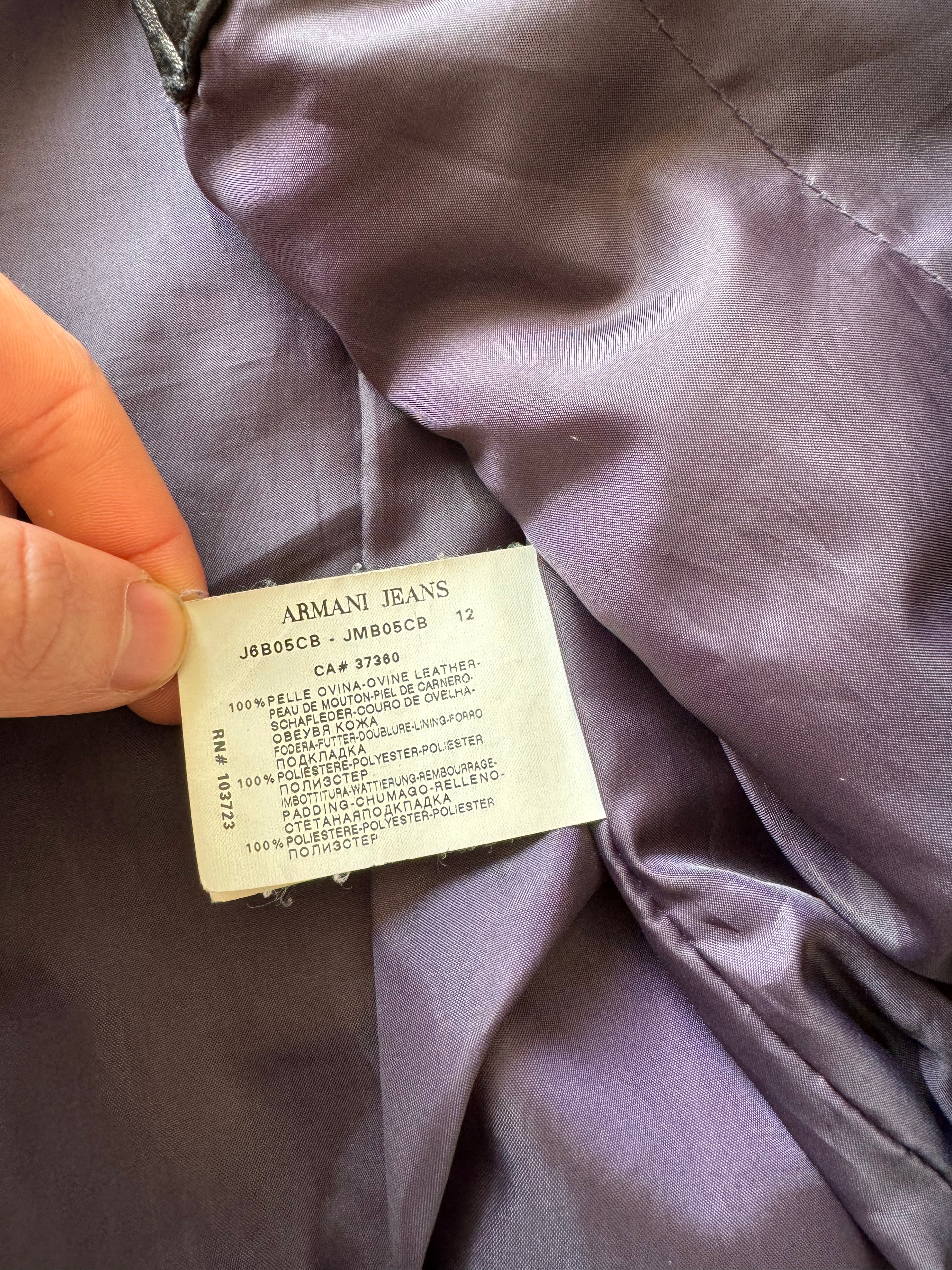 2000s Armani Black Rocky Leather Jacket  (M) - 5