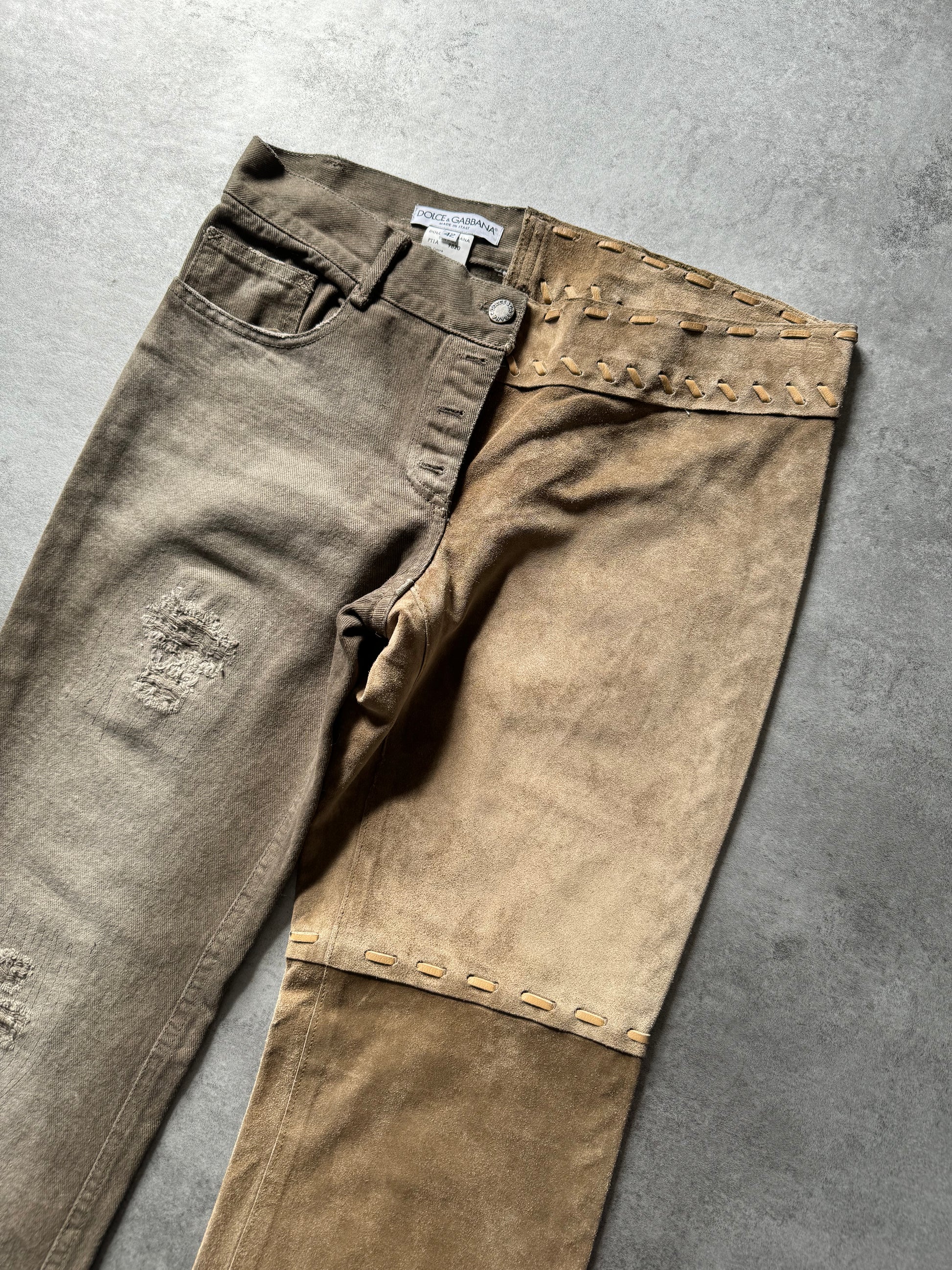 1990s Dolce & Gabbana Hybride Leather Denim Pants  (M) - 7