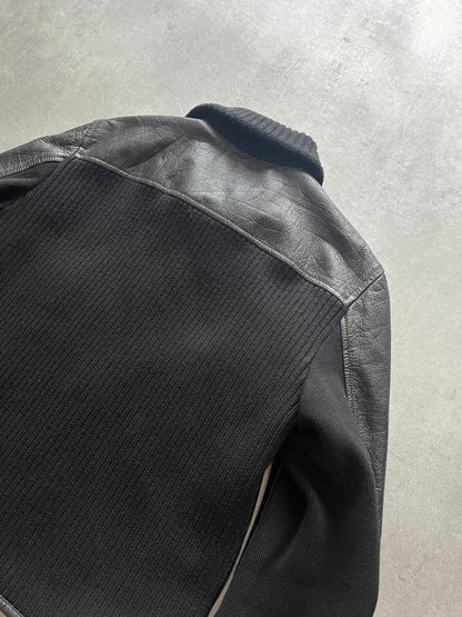 1990s Prada Milano Hybrid Dark Leather Jacket (M) - 9