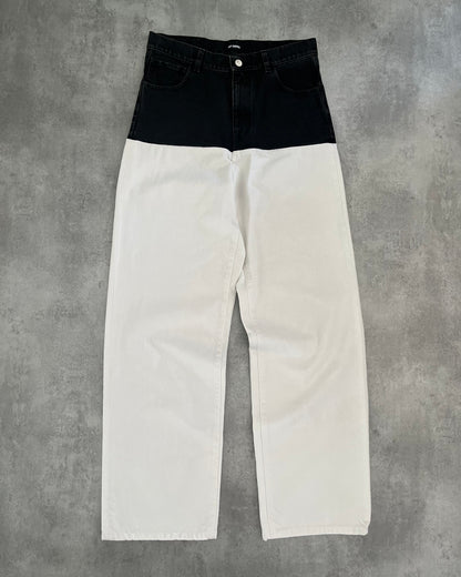 Raf Simons Two Tones Black & White Relaxed Pants (L) - 2