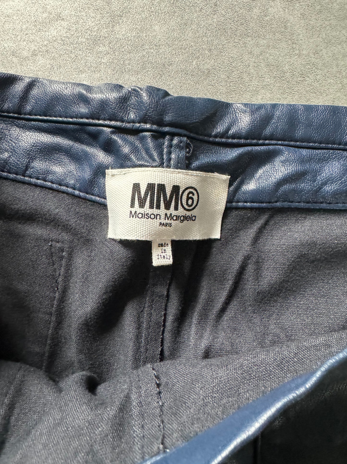 AW2016 Maison Margiela Blue Leather Flared Pants  (M) - 7
