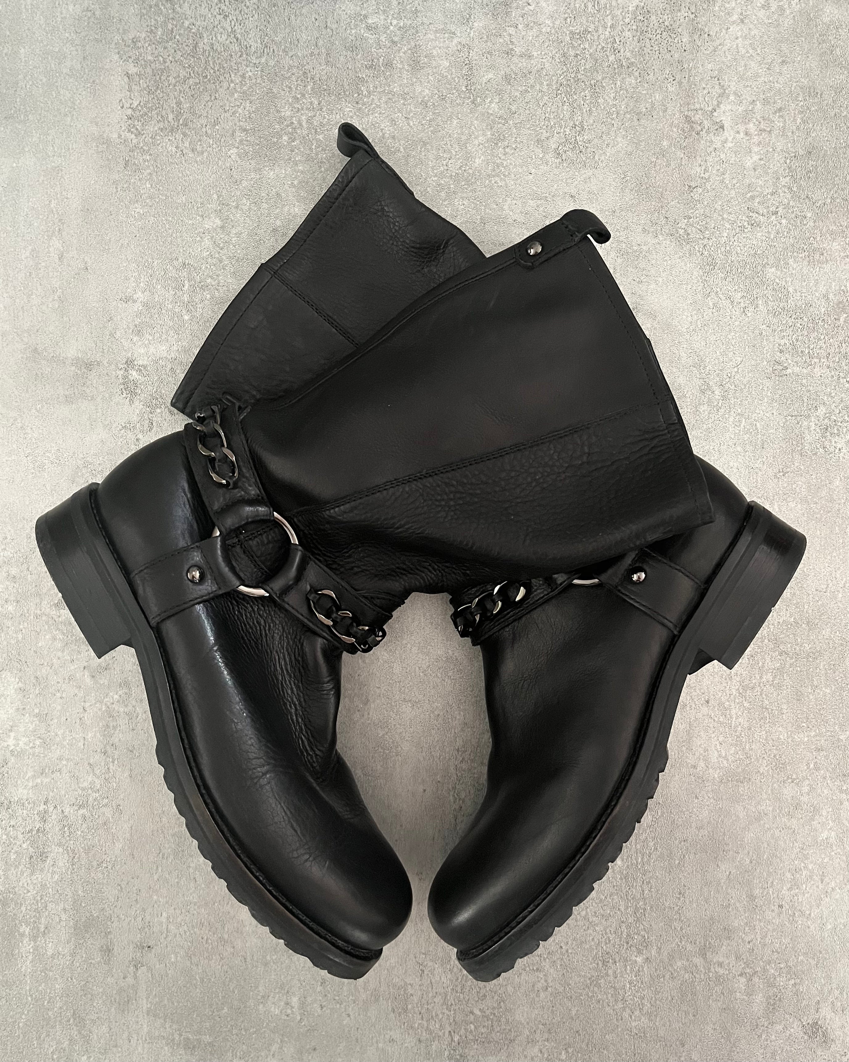 Moschino Black Leather Cow-Boy Boots (42) - 2