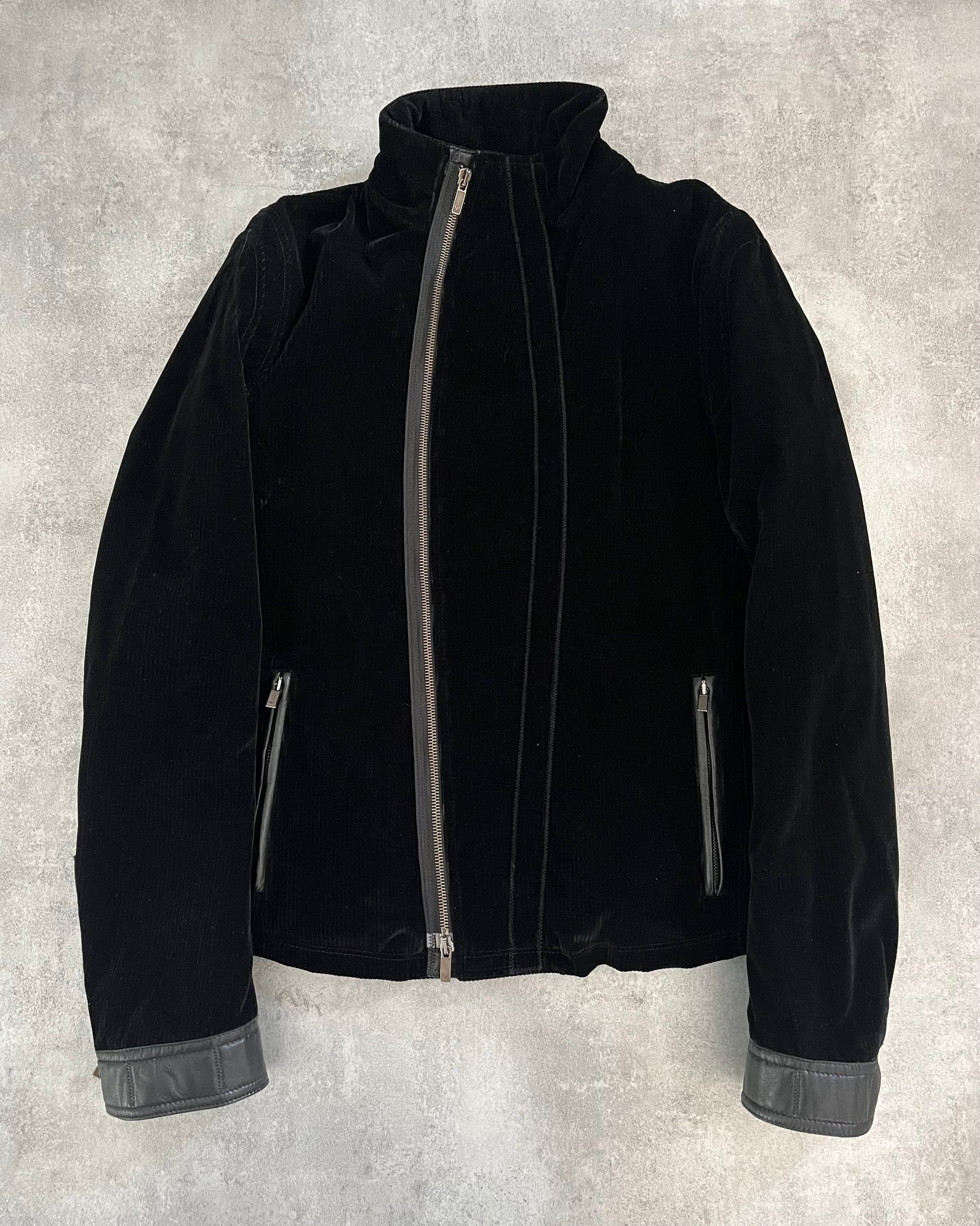 AW2011 Emporio Armani Dark Velvet Multi Zips Jacket (M) - 1
