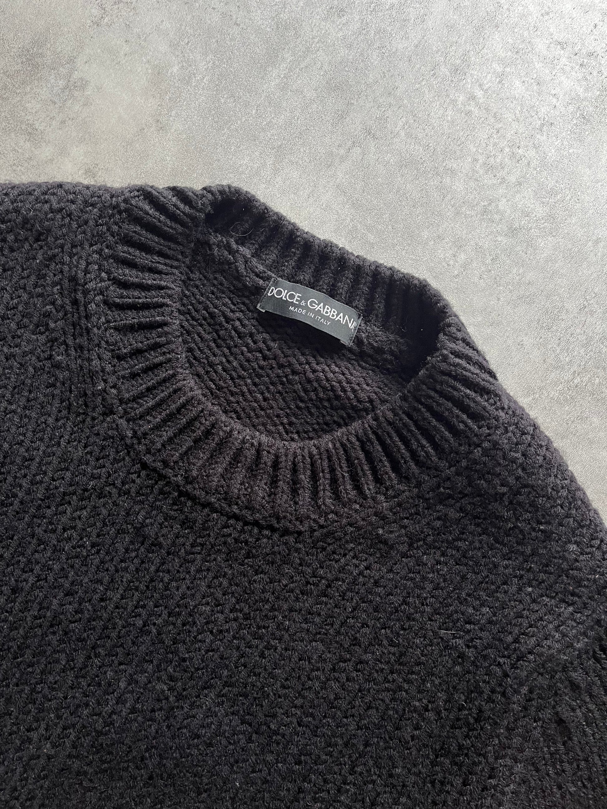 Dolce & Gabbana Wool Black Sweater (M/L) (L) - 3