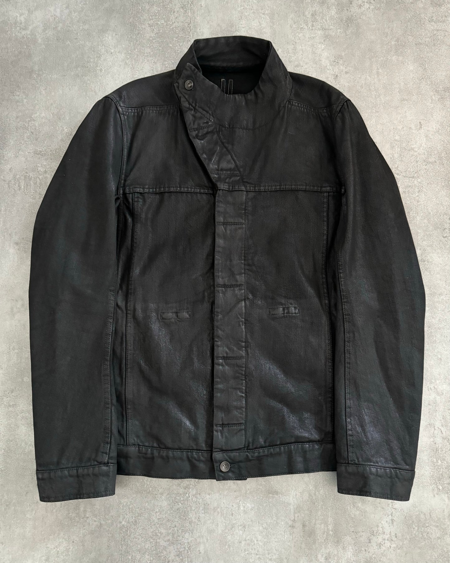 SS2016 Rick Owens Waxed Dark Black Jacket (XL) - 1