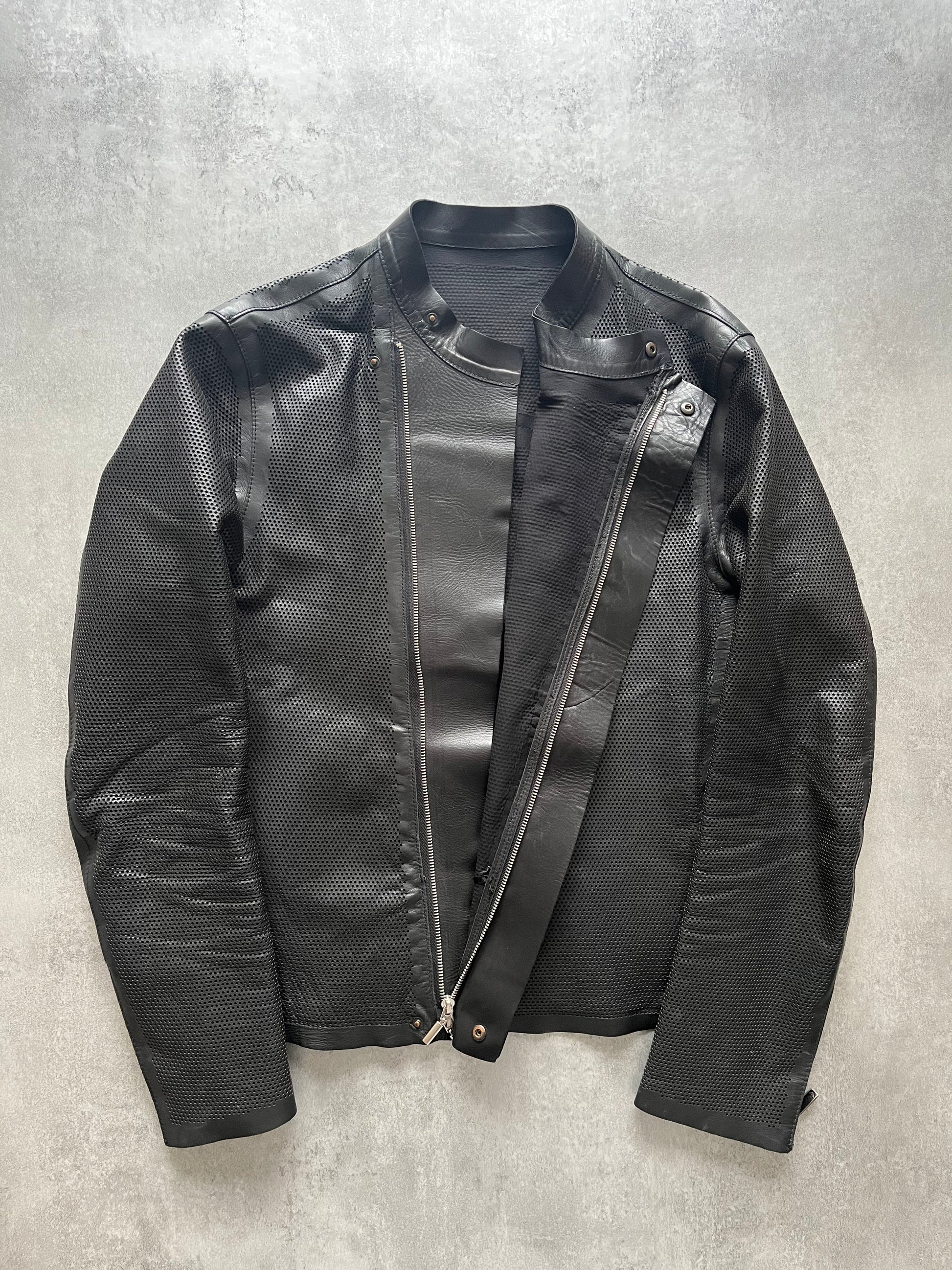 AW2011 Emporio Armani Biker Asymmetrical Leather Jacket (L) - 2