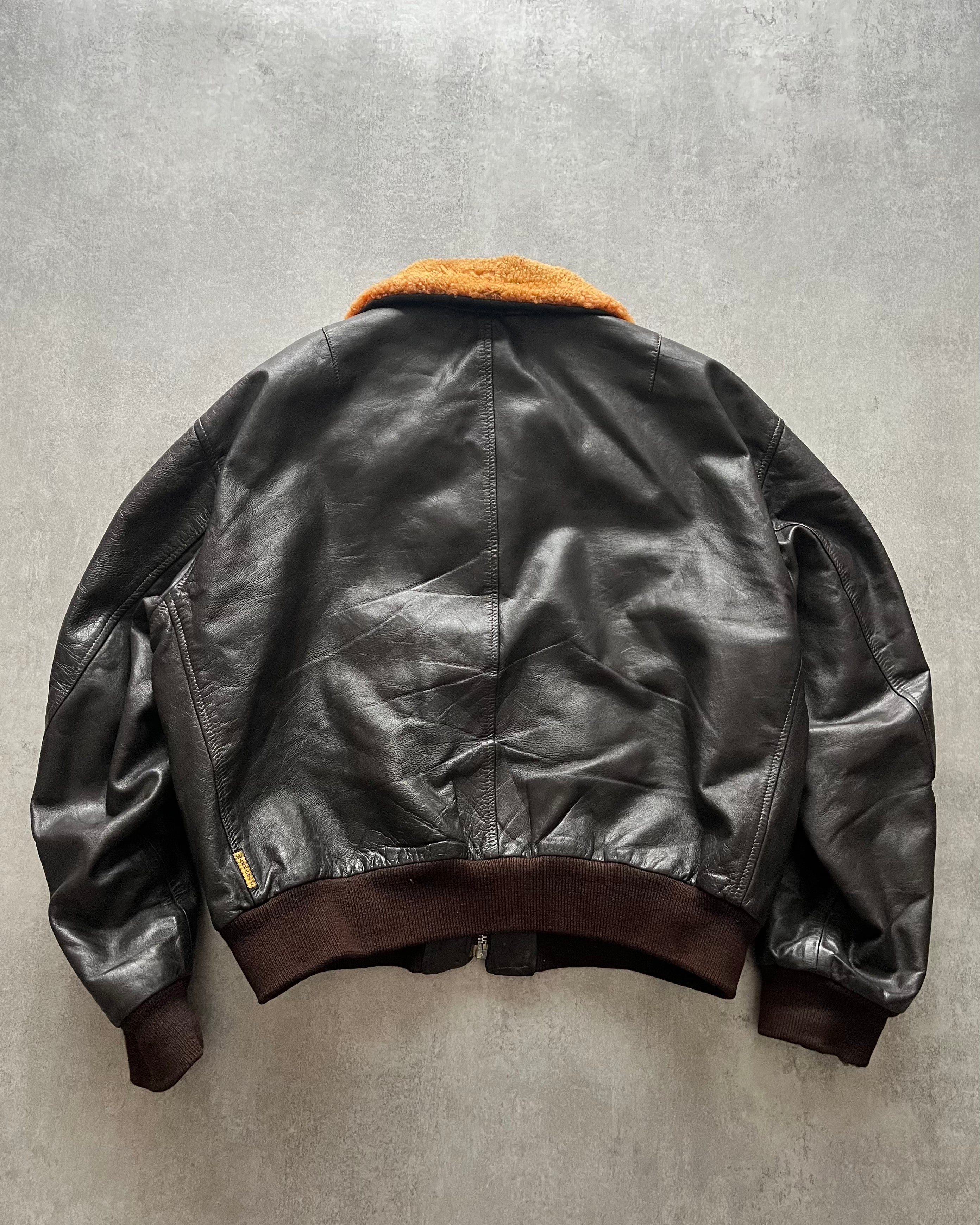 1980s Giorgio Armani Leather Bomber Jacket (M) - 2