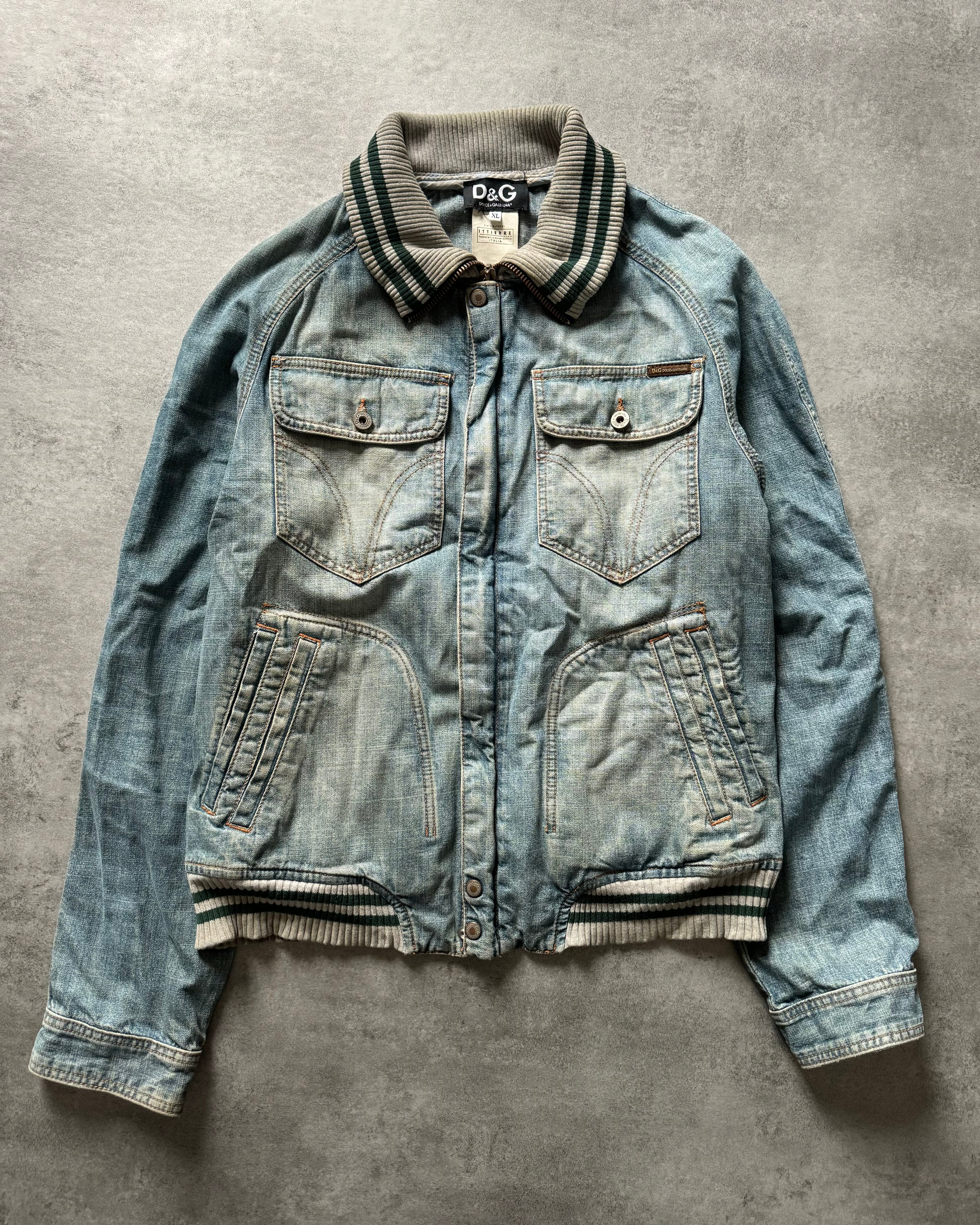 SS2005 Dolce & Gabbana Stonewash Logo Denim Jacket (L) - 2