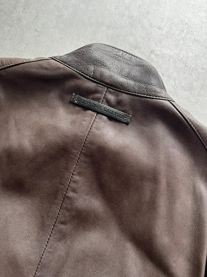 2000s' Jean Paul Gaultier Brown Civil Leather Jacket (M) (M) - 5