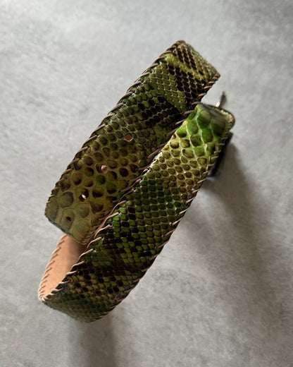 Marco Rettili Artisanal Milanese Green Dopamine Python Leather Belt (OS) - 6