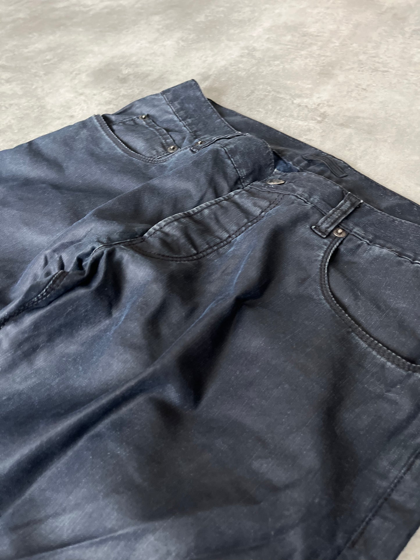 1990s' Prada Waxed Dark Shadow Pants (S/M) (M) - 5