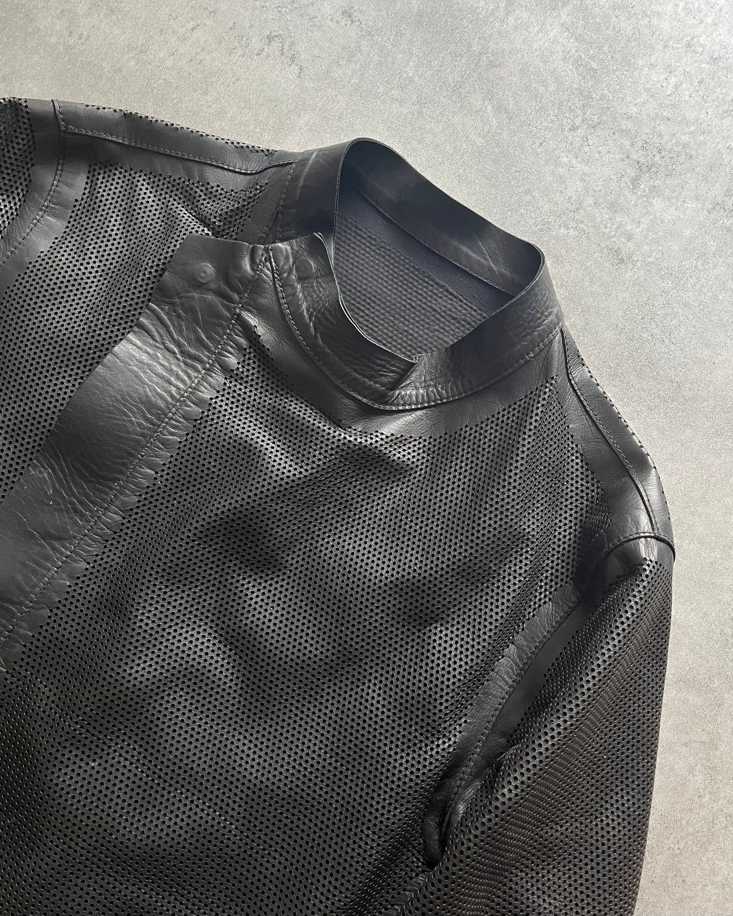 AW2011 Emporio Armani Biker Asymmetrical Leather Jacket (L) - 7