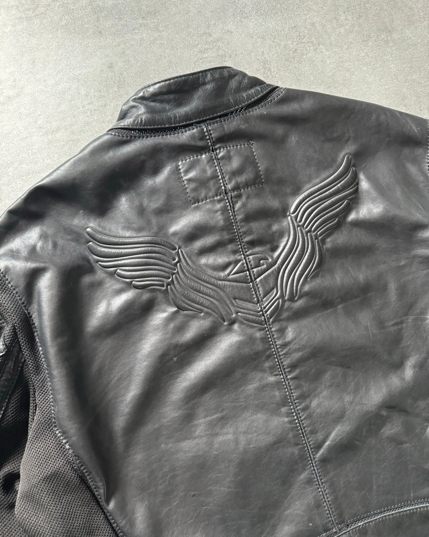 2000s Armani Wings Paradise Hybride Leather Jacket  (L) - 5